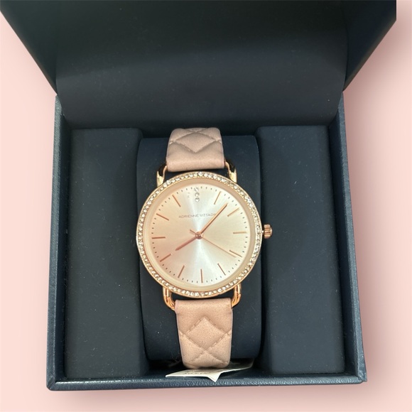 Adrienne Vittadini Rose Gold Watch with Quilted Strap - Picture 1 of 2